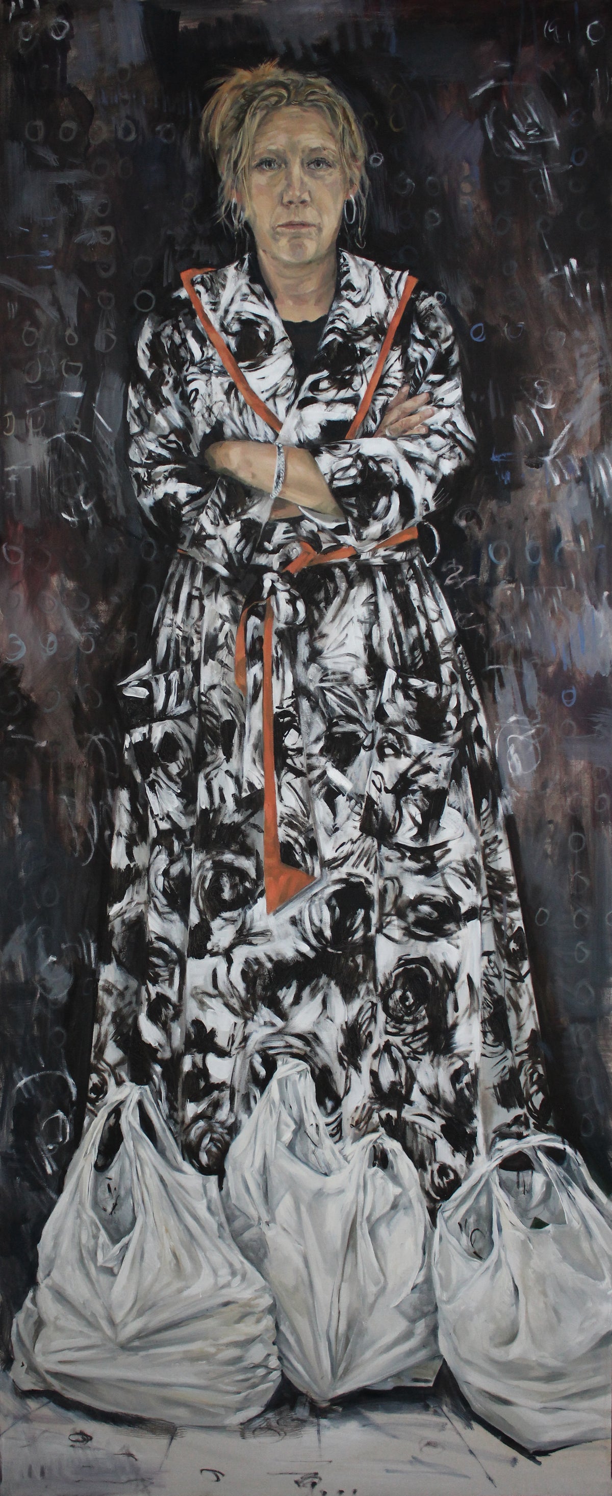 Camouflaged self portrait with that amazing dressing gown I got from the charity shop (This time domestic)