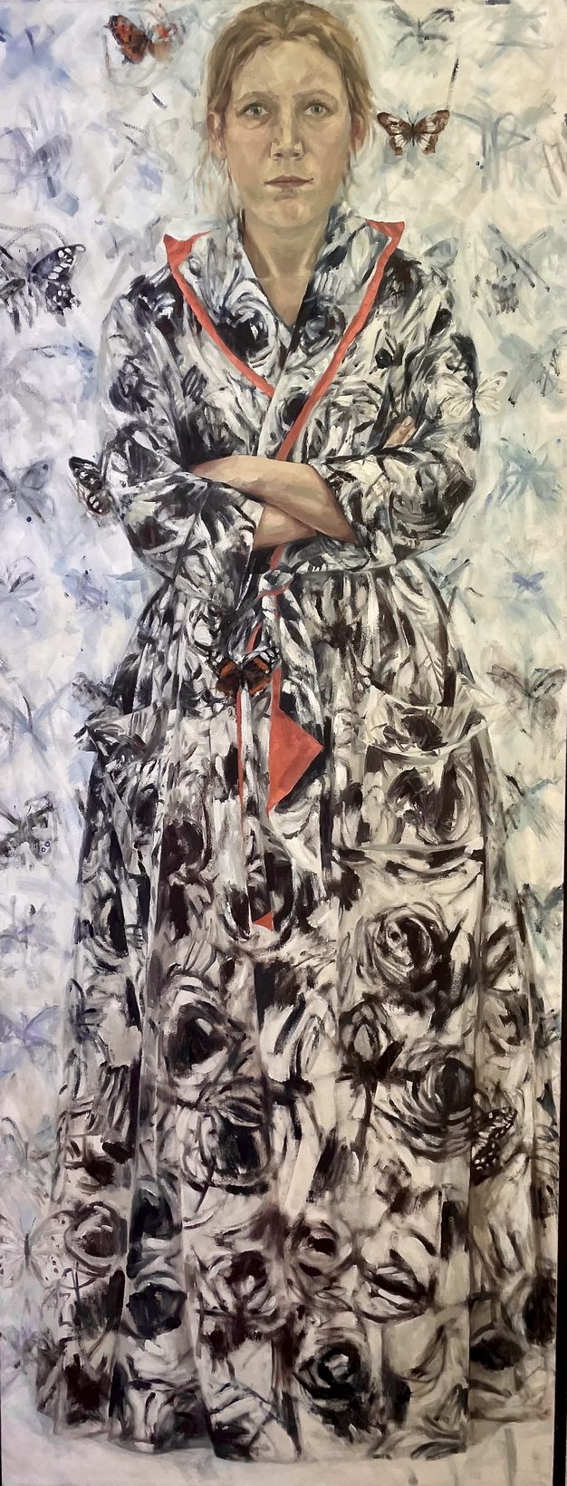 Camouflaged self portrait with that amazing dressing gown I got from the charity shop